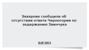 Захарова сообщила об отсутствии ответа Черногории по задержанию Звинчука
